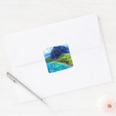 Oahu Hawaii Panorama Uitzicht Beach Vierkante Sticker (Envelop)