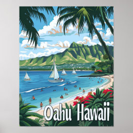 Oahu Hawaii Reizen Poster Art Print Poster