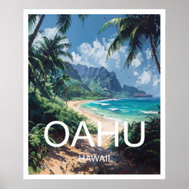 Oahu Hawaii Reizen Poster Art Print Poster