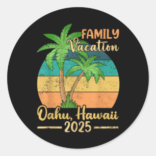 Oahu Hawaii Strand Familievakantie 2025 Zomer Ronde Sticker