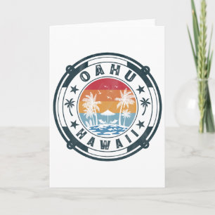 Oahu Hawaii Strand Zomer Vakantie Vintage Zonsonde Kaart