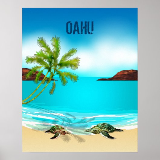 Oahu Hawaii Travel Poster (Voorkant)