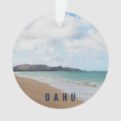 Oahu Hawaii Tropisch strand 2 Foto en tekst Ornament (voorkant)