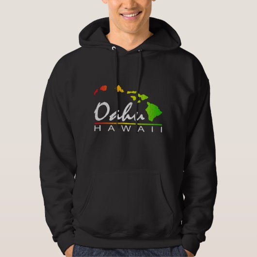 OAHU Hawaii (vervormd ontwerp) Hoodie (Voorkant)