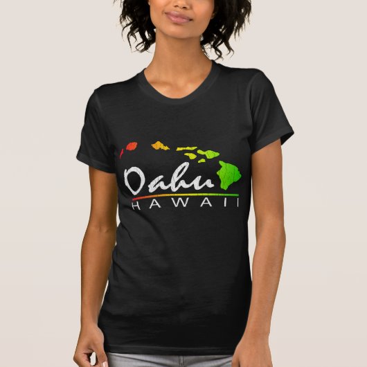 OAHU Hawaii (vervormd ontwerp) T-shirt (Voorkant)
