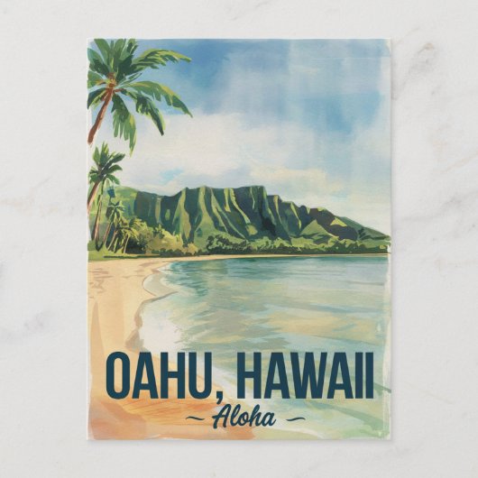 Oahu Hawaii Waterverf schilderij reizen Briefkaart (Voorkant)
