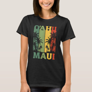 Oahu Maui Hawaiian Retro Hawaii Island Palm Beach T-shirt