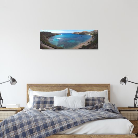 Oahu Oceaan Panoramisch Canvas Afdruk (Insitu (Slaapkamer))