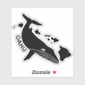 Oahu - Sticker à bosse des îles Hawaii (Feuille)