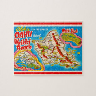 Oahu Wikiki Strand Plattegrond 8x10 Legpuzzel