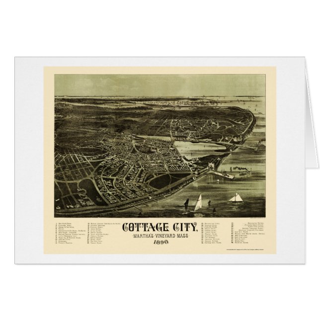 Oak Bluffs, MA Panoramic Map - 1890 (Voorkant Horizontaal)