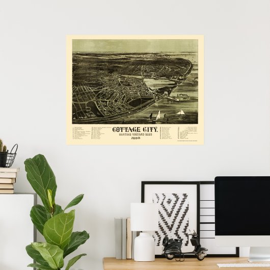 Oak Bluffs, MA Panoramic Map - 1890 Poster (Thuiskantoor)