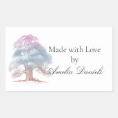 Oak-boom met liefde rechthoekige sticker (Voorkant)
