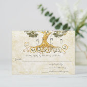 Oak Boom Verstoorde metaalelegantie RSVP Kaartje (Staand voorkant)