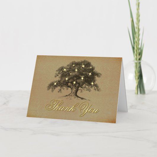 Oak Boom Weddenschap Echt bedankt Folie Wenskaart (Voorkant)