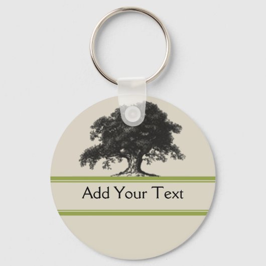 Oak-boomplant in groen sleutelhanger (Voorkant)