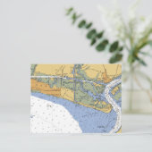 Oak Island, NC Nautical Chart Briefkaart (Staand voorkant)