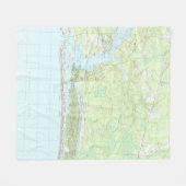 Oak Island North Carolina Map (1990) Fleece Deken (Voorkant (Horizontaal))