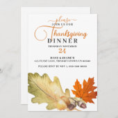 Oak Leaf & Acorns Thanksgiving Dîner Invitation (Devant / Derrière)