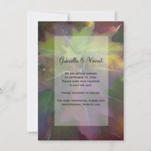 Oak Leaf Hydrangea Fall Wedding Save the Date Kaart (Voorkant)