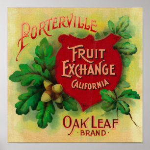 Oak Leaf Oranje LabelPorterville, CA Poster