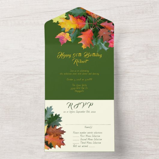 Oak Leaves Herfst Verjaardagsviering Uitnodiging (Binnen)