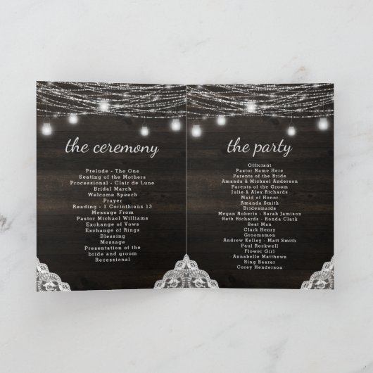 Oak Ridge Rustiek Donker Hout & Kant Huwelijkscere Programma (Binnen)