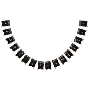 Oak Ridge Rustiek Donker Hout Liefde is Zoete Brui Vlaggetjes