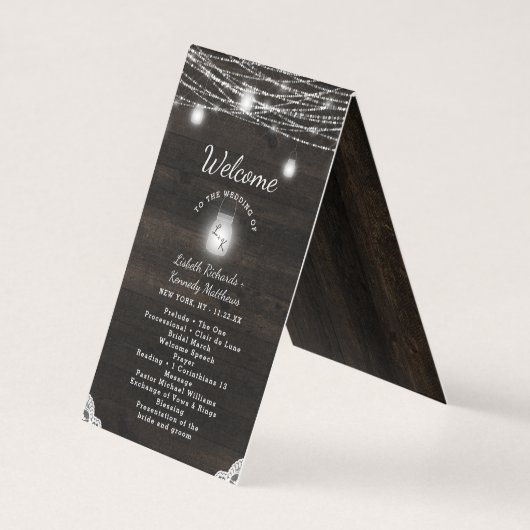 Oak Ridge Rustiek Hout Trouwceremonie Programma (Voorkant)