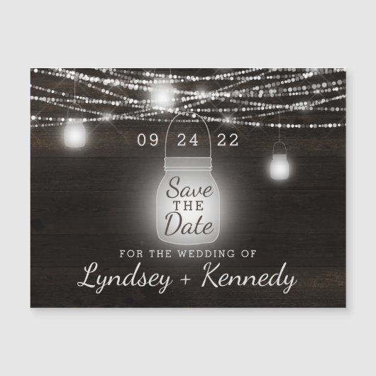 Oak Ridge Rustieke Mason Jar Bruiloft Save the Dat (Voorkant)