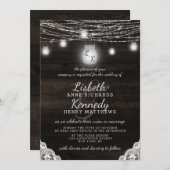 Oak Ridge Rustieke Mason Jars & String Licht Bruil Kaart (Voorkant / Achterkant)