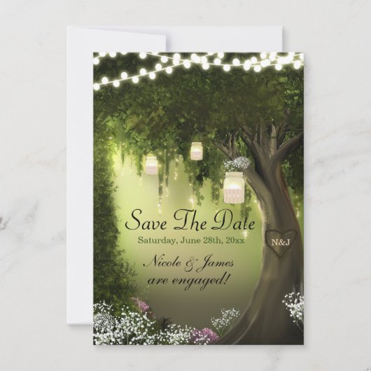 Oak Tree Enchanted Forest Garden Bewaar de datum Save The Date (Voorkant)