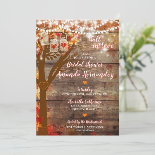 Oak Tree Fall Rustic Bridal Show Invitation (Debout devant)