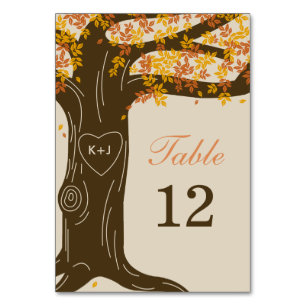 Oak Tree Fall Trouwtafel Nummer Kaart
