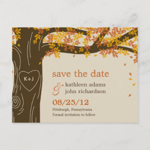 Oak Tree Fall Wedding Save the Date Briefkaart