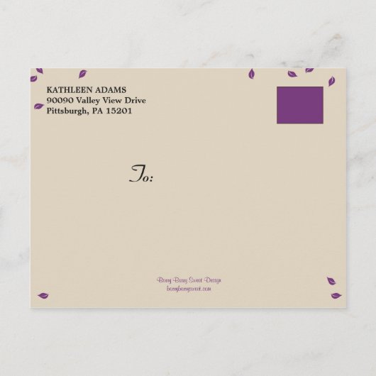 Oak Tree Mariage violet Enregistrer La Date Carte  (Dos)