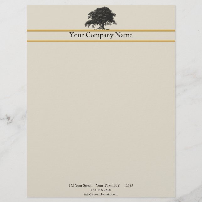 Oak Tree Plantation in Gold Custom Briefhoofd (Voorkant)