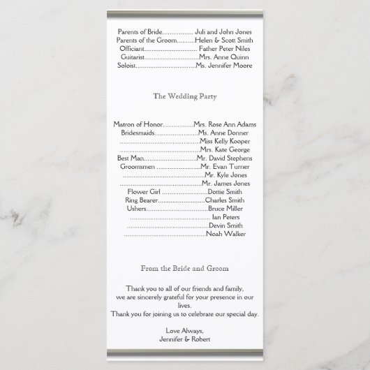 Oak Tree Plantation Wedding Programme Programma (Achterkant)