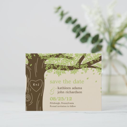 Oak Tree Sla de datum Briefkaart (Staand voorkant)