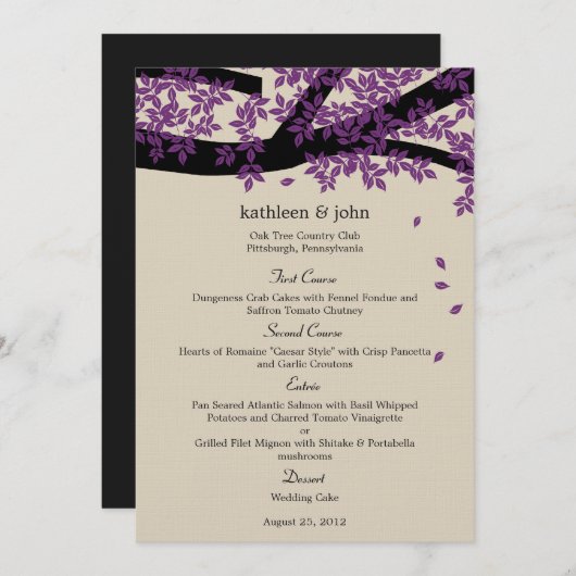 Oak Tree Weddenmenu Card Menu (Voorkant / Achterkant)