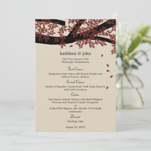 Oak Tree Weddenmenu Card Menu (Staand voorkant)