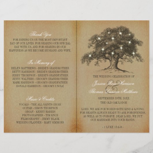  Oak Tree Wedding Collectie - Programma (Voorkant)