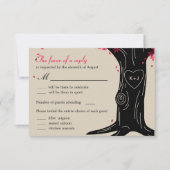 Oak Tree Wedding RSVP-kaart met menu - Fuchsia (Voorkant)
