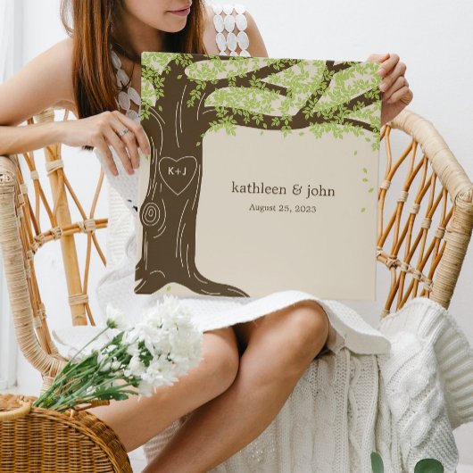 Oak Tree Wrapped Canvas Art - Green Afdruk