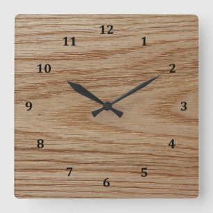 Oak Wood Grain Kijk uit Vierkante Klok