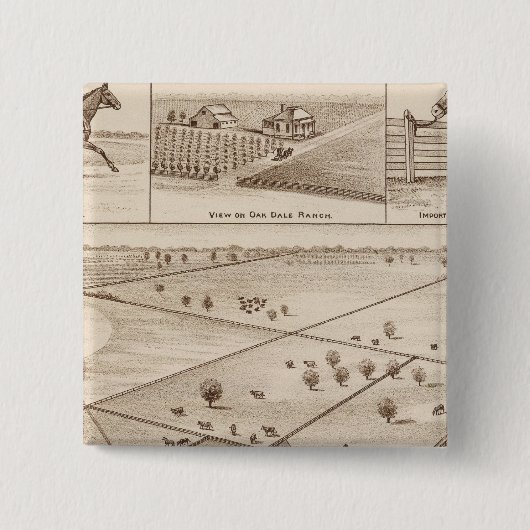 Oakdale Ranch Vierkante Button 5,1 Cm (Voorkant)