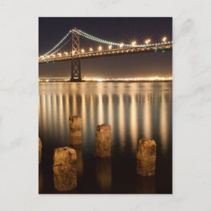 Oakland Bay Bridge night reflecties. Briefkaart