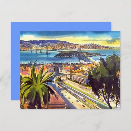 OAKLAND BAY SAN FRANCISCO SKYLINE PARTY INVITATION KAART (Voorkant / Achterkant)