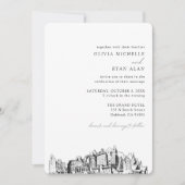 Oakland bruiloft elegante skyline uitnodiging (Voorkant)