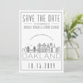 Oakland Bruiloft Gestileerde Silhouet Save the Dat Kaart (Staand voorkant)